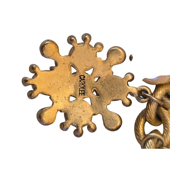 Vintage Carolee Gold-Tone Chain Bracelet With Faux Pearls & Rhinestone Accents T - Picture 2 of 5